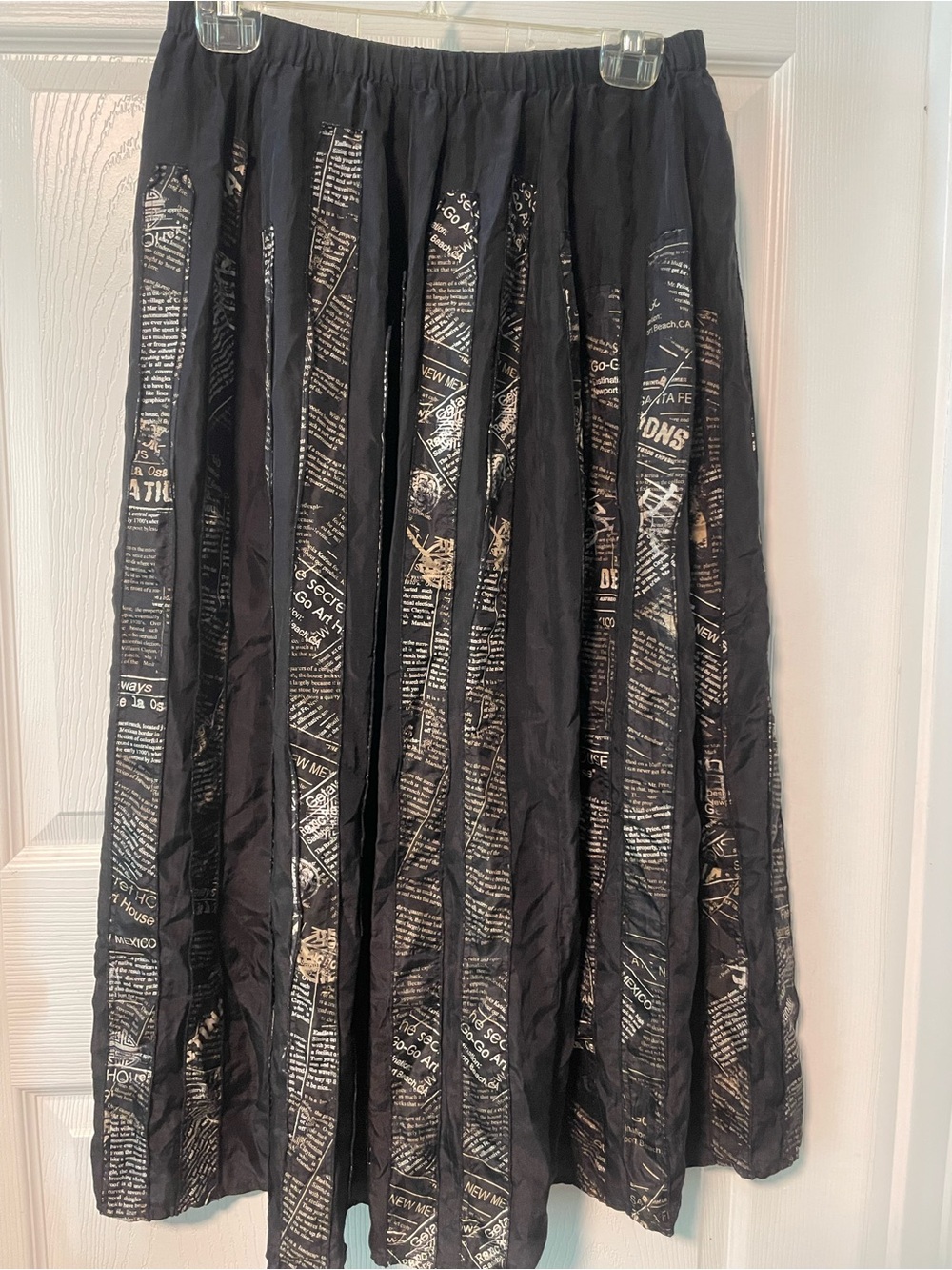 Black & White Newspaper Strip A Line Skirt